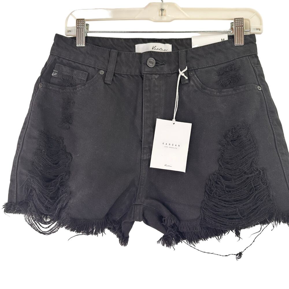 Kancan Black High Rise Frayed Shorts New with tags Size Medium